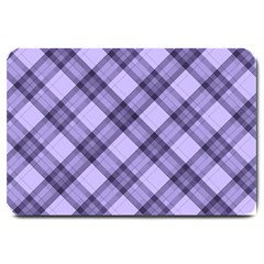 Pastel Purple And Steel Black Lines Pattern, Retro Tartan, Classic Plaid Large Doormat  by Casemiro