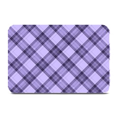 Pastel Purple And Steel Black Lines Pattern, Retro Tartan, Classic Plaid Plate Mats by Casemiro