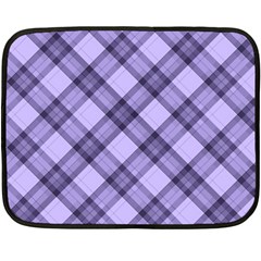 Pastel Purple And Steel Black Lines Pattern, Retro Tartan, Classic Plaid Fleece Blanket (mini) by Casemiro