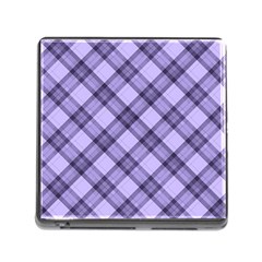 Pastel Purple And Steel Black Lines Pattern, Retro Tartan, Classic Plaid Memory Card Reader (square 5 Slot) by Casemiro