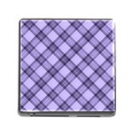 Pastel purple and steel black lines pattern, retro tartan, classic plaid Memory Card Reader (Square 5 Slot) Front