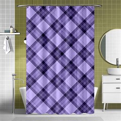 Pastel Purple And Steel Black Lines Pattern, Retro Tartan, Classic Plaid Shower Curtain 48  X 72  (small)  by Casemiro