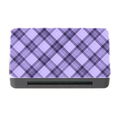 Pastel Purple And Steel Black Lines Pattern, Retro Tartan, Classic Plaid Memory Card Reader With Cf by Casemiro