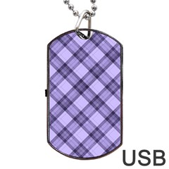 Pastel Purple And Steel Black Lines Pattern, Retro Tartan, Classic Plaid Dog Tag Usb Flash (one Side) by Casemiro