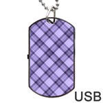 Pastel purple and steel black lines pattern, retro tartan, classic plaid Dog Tag USB Flash (One Side) Front