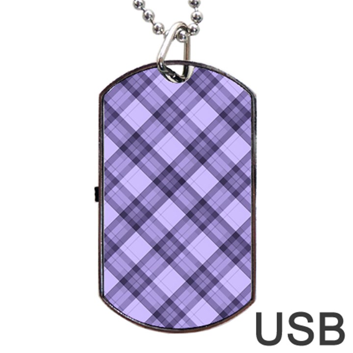 Pastel purple and steel black lines pattern, retro tartan, classic plaid Dog Tag USB Flash (One Side)