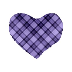 Pastel Purple And Steel Black Lines Pattern, Retro Tartan, Classic Plaid Standard 16  Premium Heart Shape Cushions by Casemiro