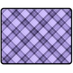 Pastel Purple And Steel Black Lines Pattern, Retro Tartan, Classic Plaid Double Sided Fleece Blanket (medium)  by Casemiro