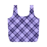 Pastel purple and steel black lines pattern, retro tartan, classic plaid Full Print Recycle Bag (M) Front