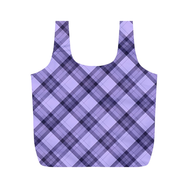 Pastel purple and steel black lines pattern, retro tartan, classic plaid Full Print Recycle Bag (M)