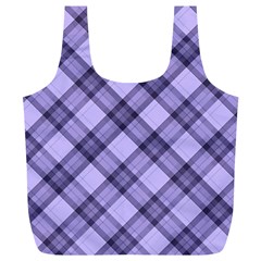 Pastel Purple And Steel Black Lines Pattern, Retro Tartan, Classic Plaid Full Print Recycle Bag (xl) by Casemiro