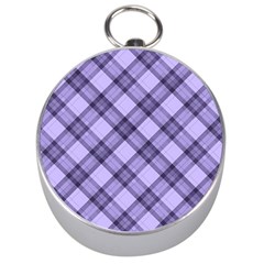 Pastel Purple And Steel Black Lines Pattern, Retro Tartan, Classic Plaid Silver Compasses by Casemiro