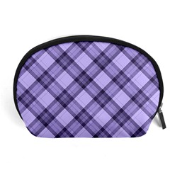 Pastel Purple And Steel Black Lines Pattern, Retro Tartan, Classic Plaid Accessory Pouch (large) by Casemiro