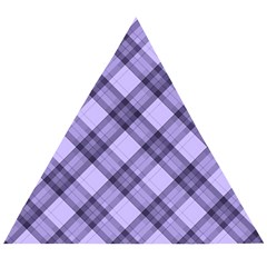 Pastel Purple And Steel Black Lines Pattern, Retro Tartan, Classic Plaid Wooden Puzzle Triangle