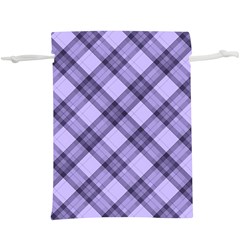 Pastel Purple And Steel Black Lines Pattern, Retro Tartan, Classic Plaid  Lightweight Drawstring Pouch (xl) by Casemiro