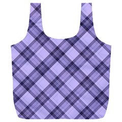 Pastel Purple And Steel Black Lines Pattern, Retro Tartan, Classic Plaid Full Print Recycle Bag (xxl) by Casemiro