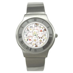 Cute-baby-animals-seamless-pattern Stainless Steel Watch