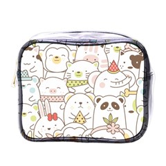 Cute-baby-animals-seamless-pattern Mini Toiletries Bag (One Side)