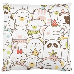 Cute-baby-animals-seamless-pattern Large Cushion Case (one Side) by Sobalvarro