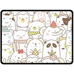 Cute-baby-animals-seamless-pattern Double Sided Fleece Blanket (Large)  80 x60  Blanket Front