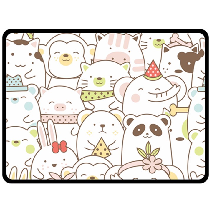 Cute-baby-animals-seamless-pattern Double Sided Fleece Blanket (Large) 