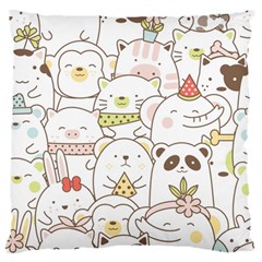 Cute-baby-animals-seamless-pattern Large Flano Cushion Case (Two Sides)