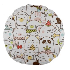 Cute-baby-animals-seamless-pattern Large 18  Premium Flano Round Cushions by Sobalvarro