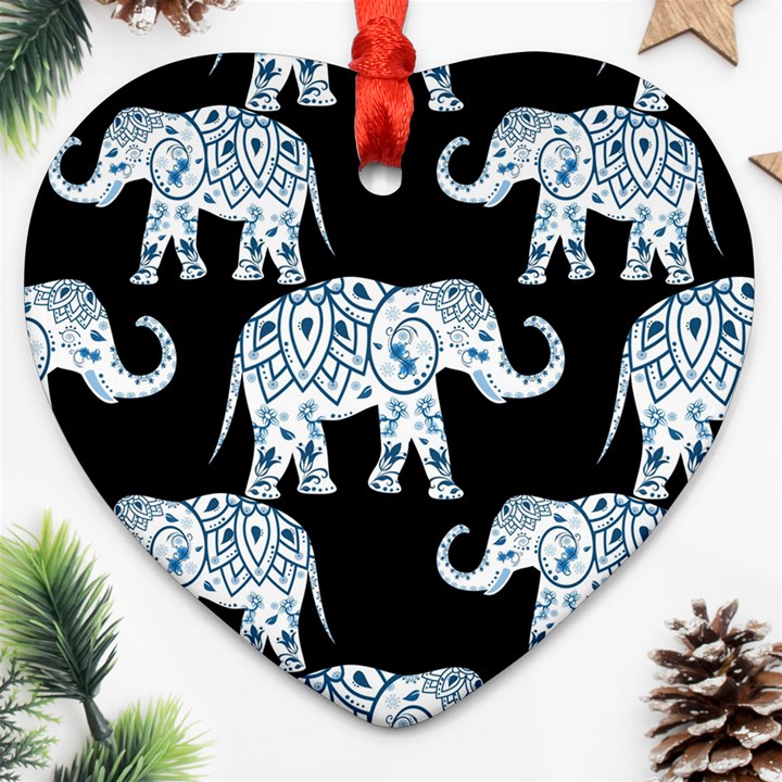 Elephant-pattern-background Ornament (Heart)