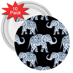 Elephant-pattern-background 3  Buttons (10 Pack)  by Sobalvarro