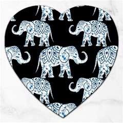 Elephant-pattern-background Jigsaw Puzzle (heart) by Sobalvarro