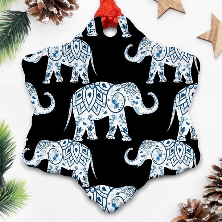 Elephant-pattern-background Ornament (Snowflake)