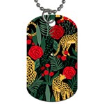 Seamless-pattern-with-leopards-and-roses-vector Dog Tag (One Side) Front