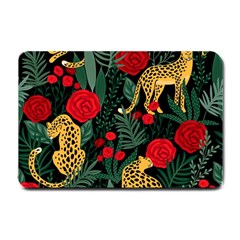 Seamless-pattern-with-leopards-and-roses-vector Small Doormat  by Sobalvarro