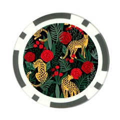 Seamless-pattern-with-leopards-and-roses-vector Poker Chip Card Guard by Sobalvarro