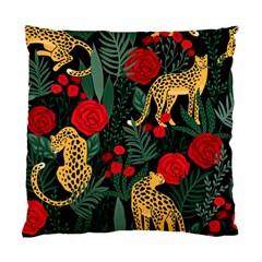 Seamless-pattern-with-leopards-and-roses-vector Standard Cushion Case (two Sides)