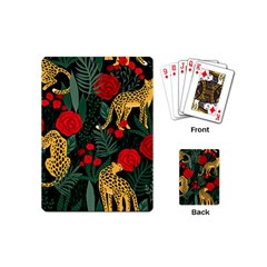 Seamless-pattern-with-leopards-and-roses-vector Playing Cards Single Design (mini) by Sobalvarro