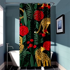 Seamless-pattern-with-leopards-and-roses-vector Shower Curtain 36  X 72  (stall)  by Sobalvarro