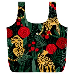 Seamless-pattern-with-leopards-and-roses-vector Full Print Recycle Bag (xl) by Sobalvarro