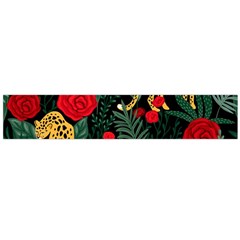 Seamless-pattern-with-leopards-and-roses-vector Large Flano Scarf  by Sobalvarro