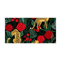 Seamless-pattern-with-leopards-and-roses-vector Yoga Headband by Sobalvarro