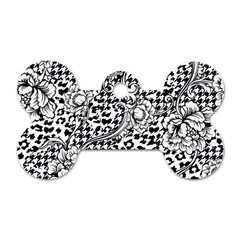 Vector-eclectic-fabric-seamless-pattern-animal-and-plaid-background-with-baroque-ornament Dog Tag Bone (one Side) by Sobalvarro