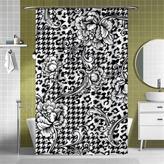 Vector-eclectic-fabric-seamless-pattern-animal-and-plaid-background-with-baroque-ornament Shower Curtain 48  X 72  (small)  by Sobalvarro