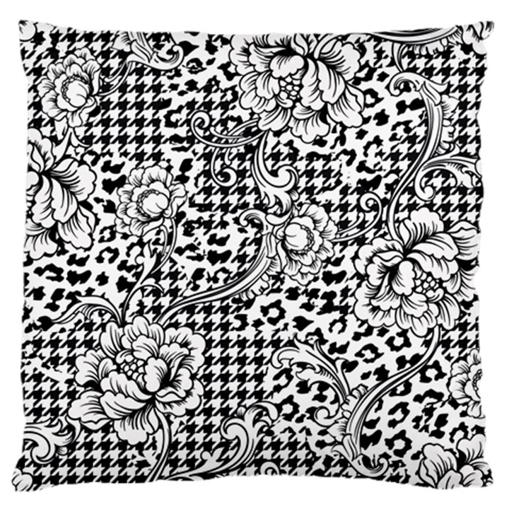 Vector-eclectic-fabric-seamless-pattern-animal-and-plaid-background-with-baroque-ornament Large Cushion Case (One Side)