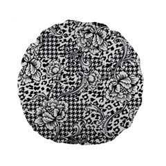 Vector-eclectic-fabric-seamless-pattern-animal-and-plaid-background-with-baroque-ornament Standard 15  Premium Flano Round Cushions by Sobalvarro