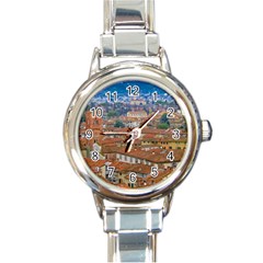 Lucca Historic Center Aerial View Round Italian Charm Watch by dflcprintsclothing