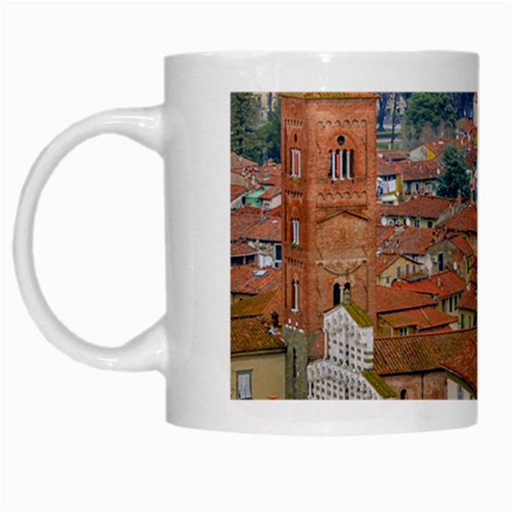 Lucca Historic Center Aerial View White Mugs