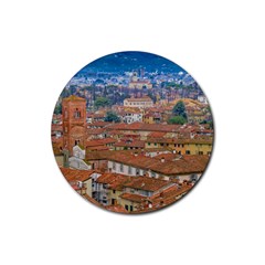 Lucca Historic Center Aerial View Rubber Coaster (round)  by dflcprintsclothing