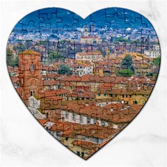 Lucca Historic Center Aerial View Jigsaw Puzzle (heart) by dflcprintsclothing