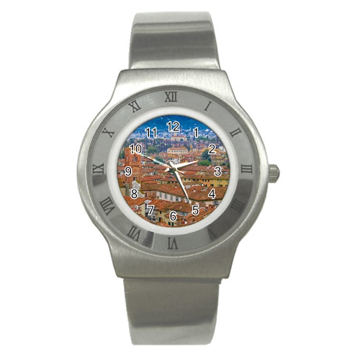 Lucca Historic Center Aerial View Stainless Steel Watch