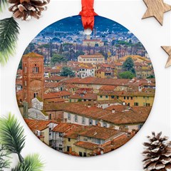 Lucca Historic Center Aerial View Round Ornament (two Sides) by dflcprintsclothing